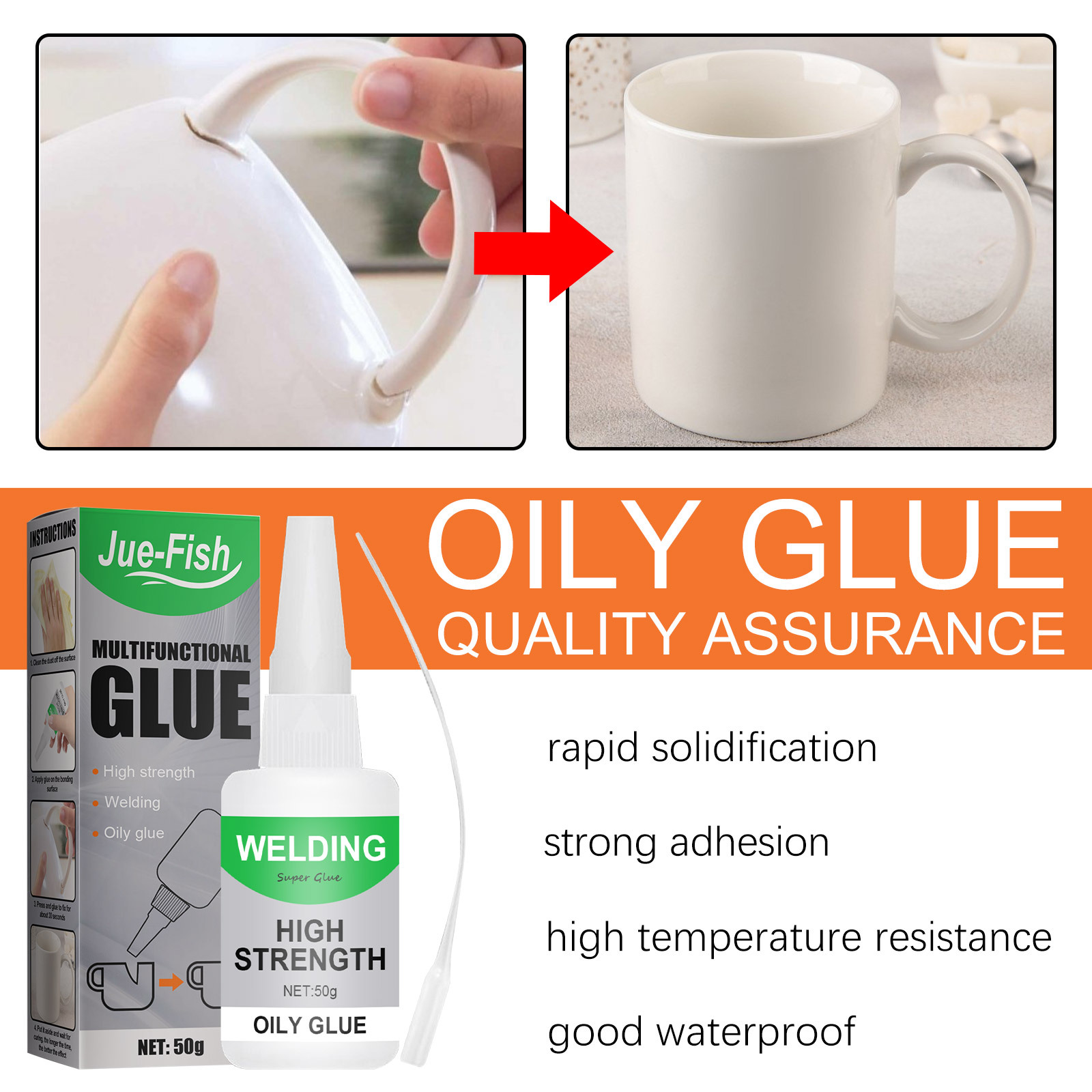 Jue-Fish multi-functional cross-border transparent glue quick-drying oily glue sticky wood glass glue ceramic masonry
