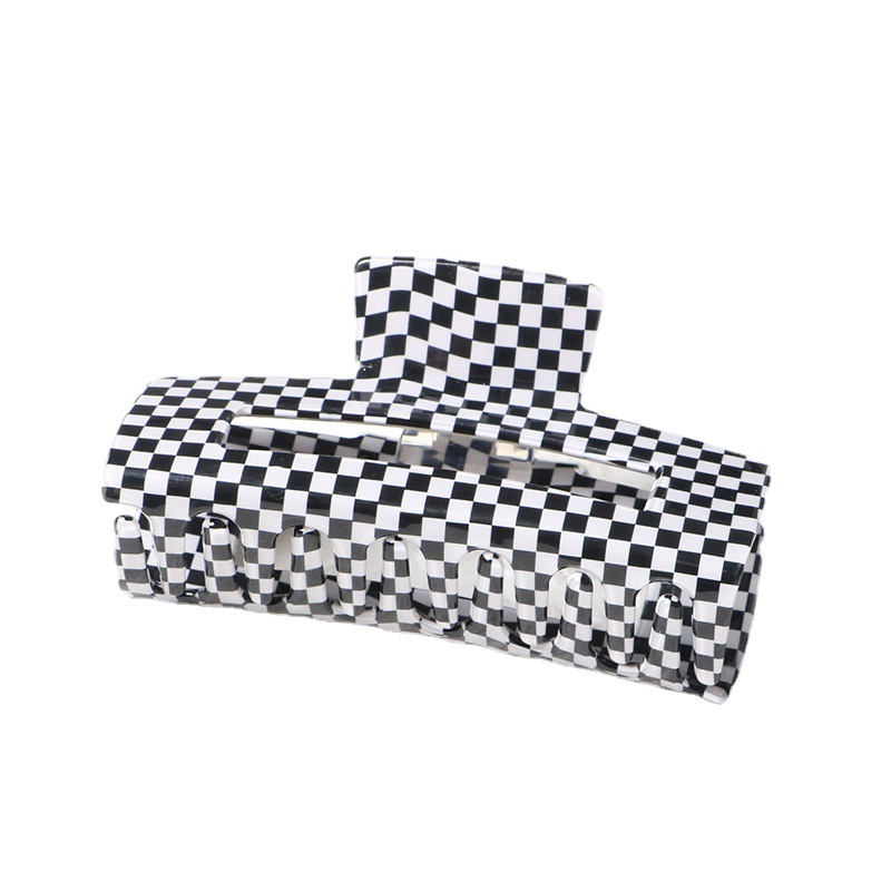 Factory Direct selling popular Plaid clip Net red hair claw shark hair comb houndstooth acetate hairpin