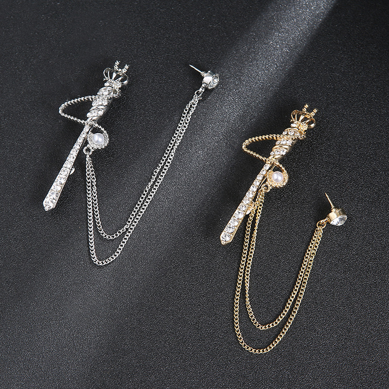 Crown men's suit silver accessories wings scepter lion eagle bow tie accessories chain gold brooch