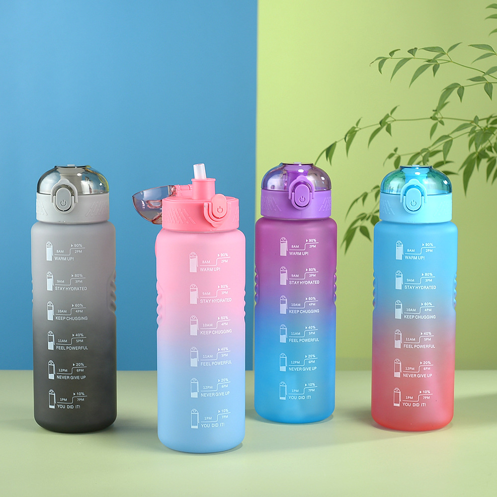 Amazon gradient color frosted space Cup large capacity plastic water Cup outdoor sports portable fitness kettle cross-border
