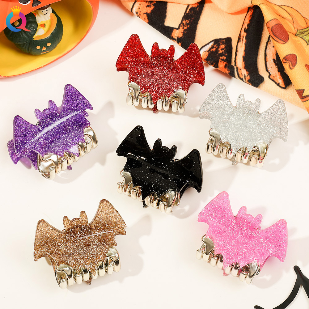 Oddly Reading Bat Hairpin Halloween Funny Grab Clip Temperament Glitter Hair Shark Clip Holiday Dress Hair Accessories Wholesale_voghion.com
