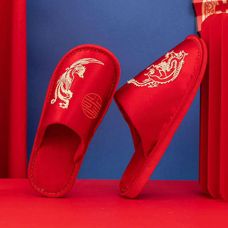 Wedding slippers Four Seasons wedding bride and groom wedding home satin factory direct wholesale a generation of hair