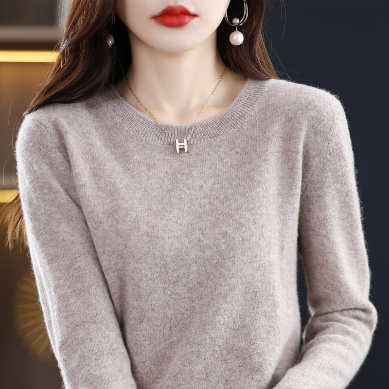 Woolen Sweater Women's New Round Neck Sweater Pullover Sweater Inner Loose Base Sweater Top Women's Casual All-match