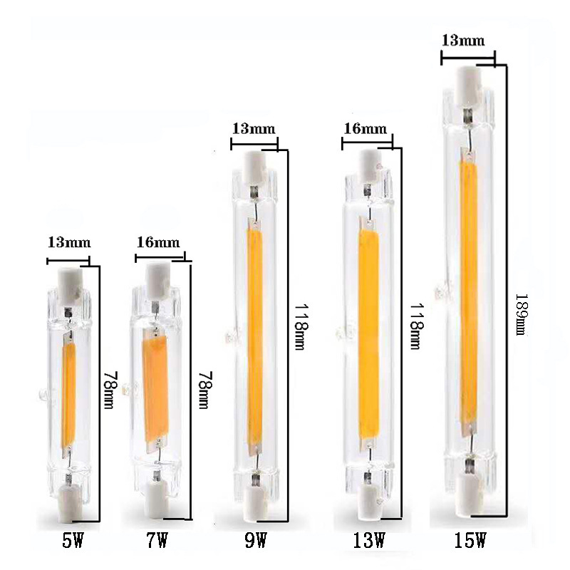 高輝度 R7s Cob 水平プラグインランプ 10 ワット 118 スポットライトチューブ 5 ワット 78 ミリメートル両端交換用ハロゲンランプ|undefined