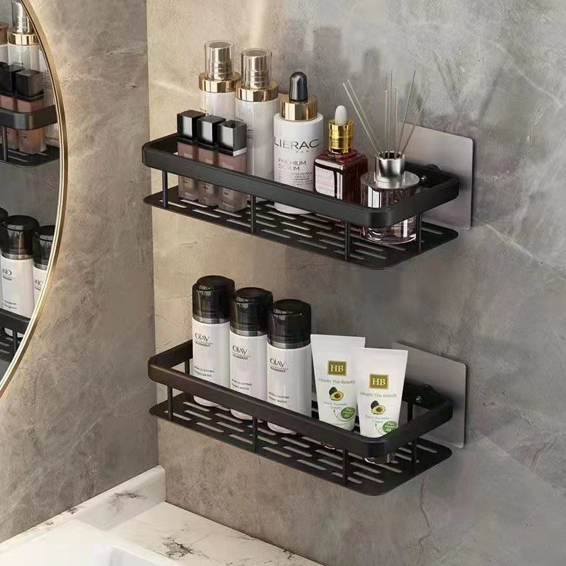 Toilet Storage Rack Toilet Bathroom Washstand Towel Storage Non-perforated Kitchen Wall-mounted Long Square Plate with Rod