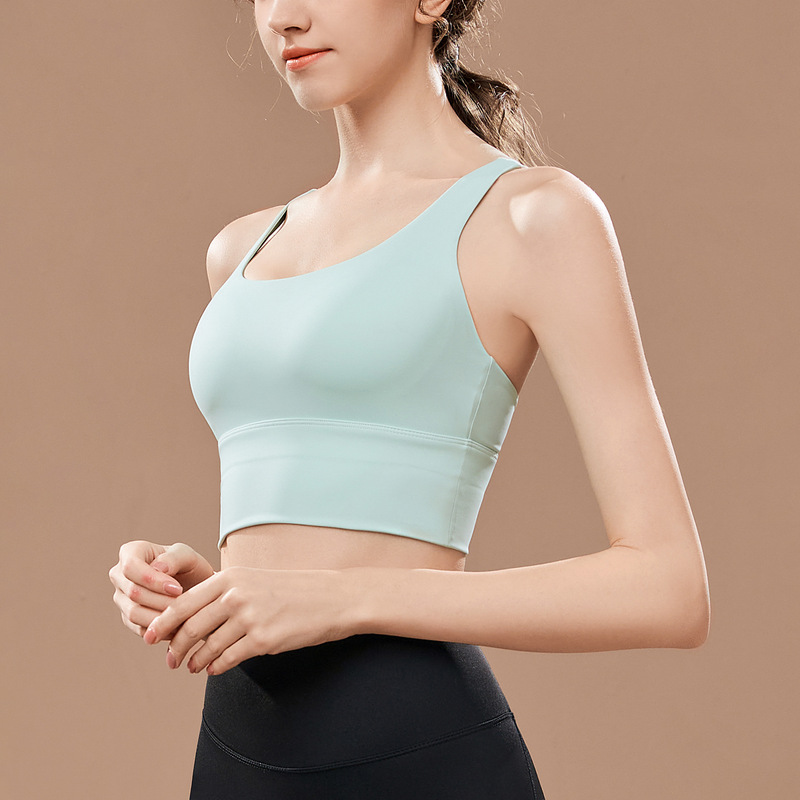 運動ヨガの下着の女性のベストの長いタイプの交差の美背の通気性の固定の胸のクッションの防振の高強度のフィットネスのブラジャー|undefined