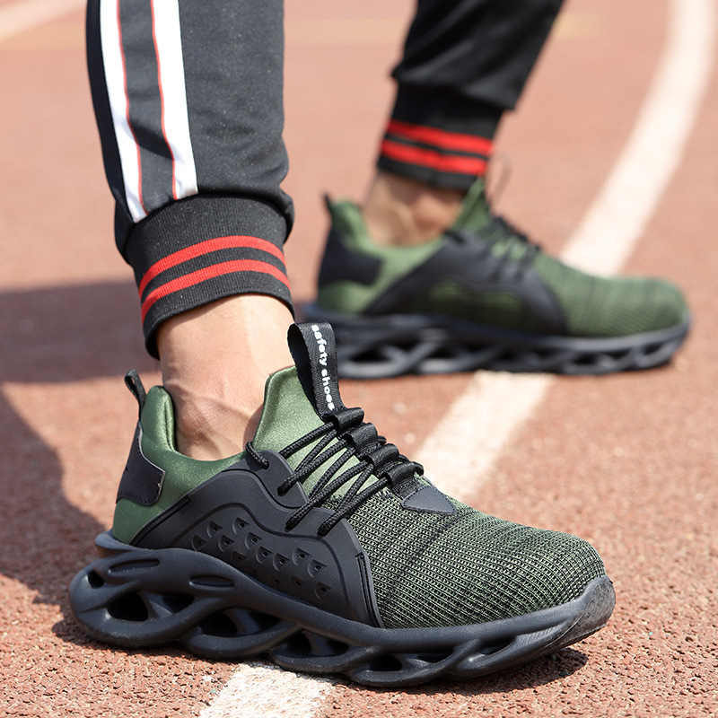 Cross-border flying woven surface wear-resistant labor protection shoes anti-smashing anti-piercing work shoes safety protection shoes manufacturers direct supply