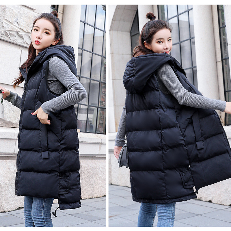 Down Cotton Vest Women's Mid-length 2022 Autumn and Winter Fashionable Loose Vest Korean Style Student Large Size Stylish Coat Trendy