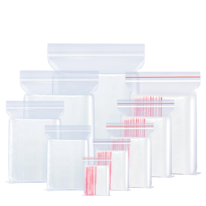 PE self-sealing bag transparent fresh-keeping sealed clip chain bag thickened bone bag moisture-proof plastic packaging bag self-sealing bag