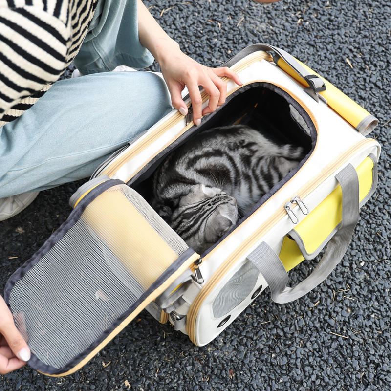 Pet breathable cat bag foldable adjustable length cat out handbag shoulder bag pet supplies wholesale
