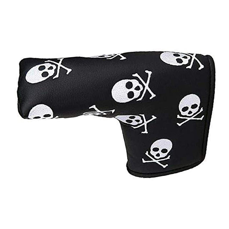 Amazon golf club cover four-leaf clover skull L-shaped push rod cover PU leather push rod cover