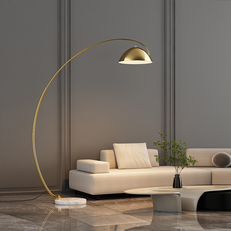 Nordic Creative Simple Floor Lamp Living Room ins Sofa Bedroom Lamp Vertical Iron New LED Golden Fishing Lamp