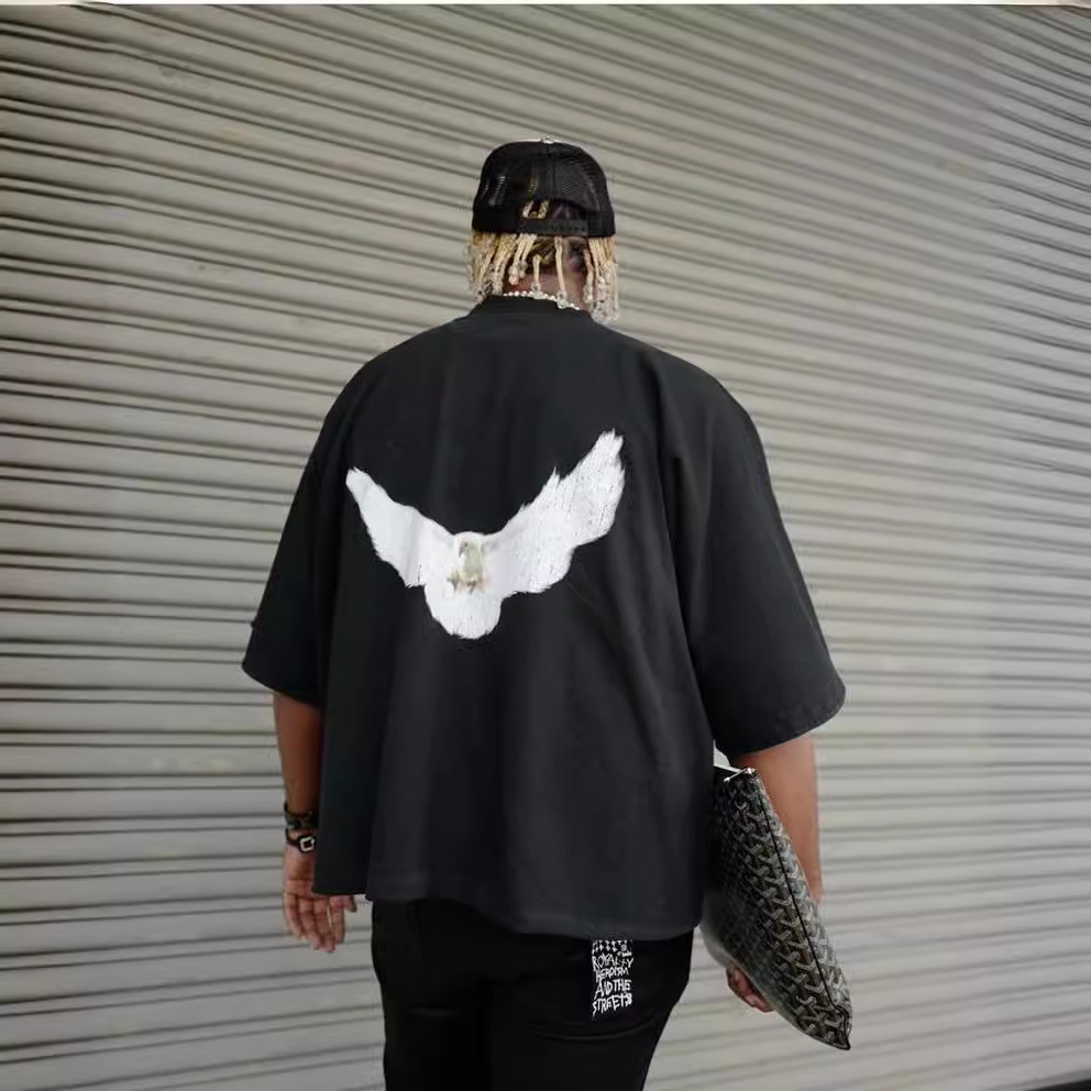 SOGD YEEZY x G x B TEE tripartite joint Kanye pigeon printed washed short sleeve t-shirt