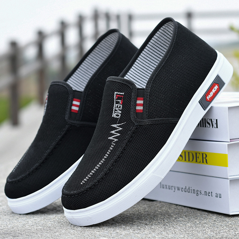 Autumn tendon sole men's slip-on canvas shoes casual low-top soft bottom student shoes