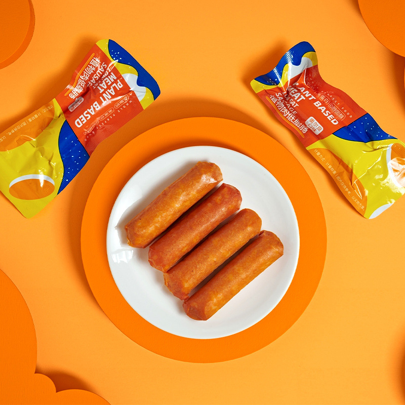 Qishan vegetarian high protein low fat sausage fitness spicy original snacks instant vegetable meat supermarket wholesale
