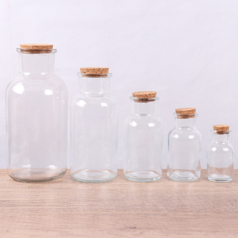 Glass Sealed Storage Jar Cork Brown Medicine Bottle Starry Sky Floating Bottle Wish Bottle Flower Tea Bottle Wide Mouth Reagent Bottle