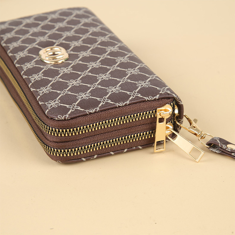 Fashionable Large Capacity Women's Double Zipper Clutch Bag Multi-functional Double-layer Pretty Women's Wallet Mobile Phone Bag