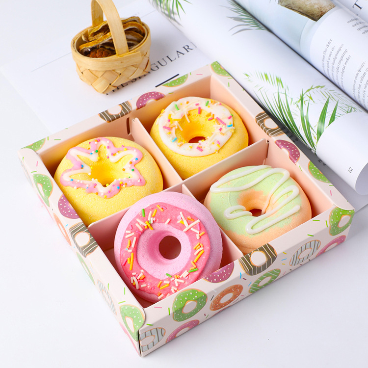 Cross-border exclusive factory wholesale in stock donut shape bath salt ball bath ball explosive salt gift box suit