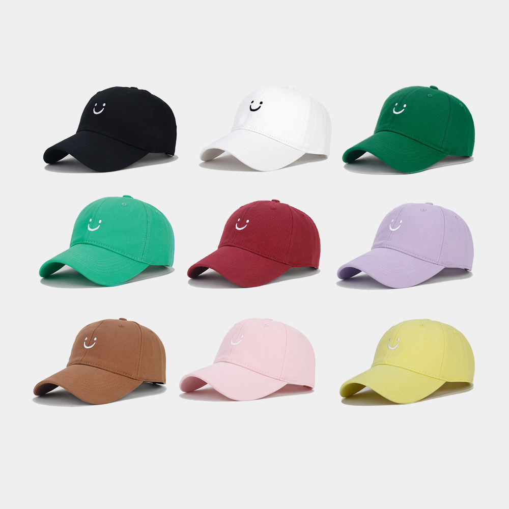 Amazon Hot Smiley Baseball Caps European and American Men's and Women's Soft Top Embroidered Curved Corner Cap Showing Face Small Sun Hat Tide