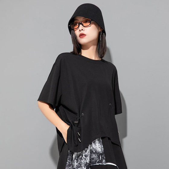 Yamamoto Diablo Style Summer New Short-sleeved T-shirt Design Sense Instagram Style Top Irregular Loose Casual Women's Fashion