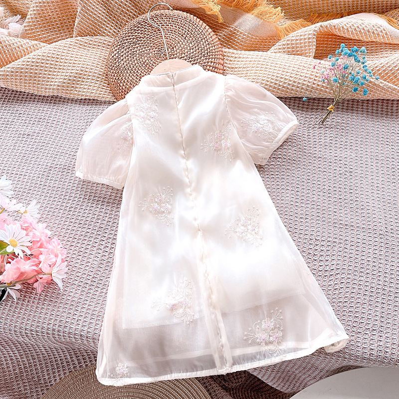 Girls Dress Summer  New Children's Style Internet Celebrity Hanfu Cheongsam Skirt Girls Summer Retro Skirt