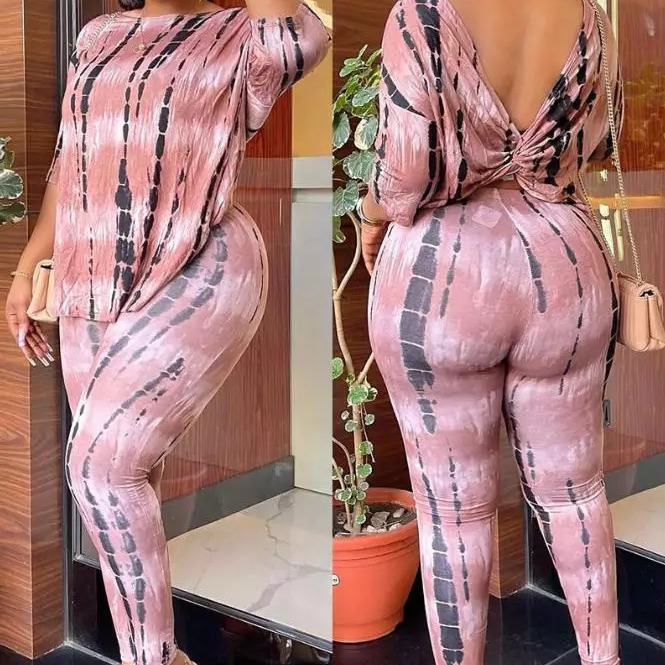 2023 European and American autumn women's girdle hip lift seamless high elastic fashion printed casual yoga pants + Top 2 piece set