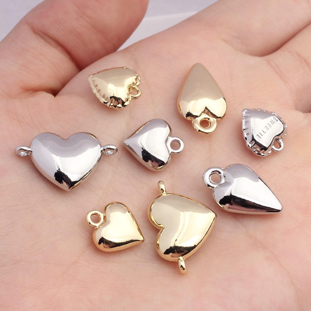 Korean alloy simple glossy love small pendant necklace bracelet DIY earrings necklace jewelry material accessories batch