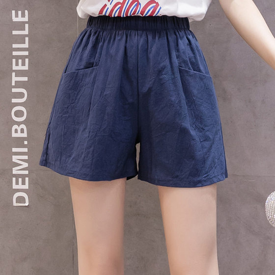 Cotton Linen Casual Shorts Women's Large Size Wide Leg Pants Home Beach Hot Pants Summer Loose Casual Sports Pants