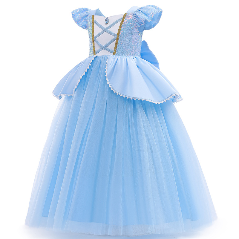 Cross-border Explosions Girl's Dress Cinderella cosplay Princess Dress Sequin Stitching Mesh Children's Dress