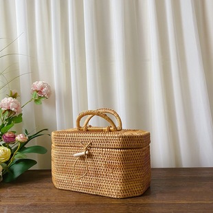 Vietnam Eight Side Willow Rattan Storage Box Pu'er Tea Cans Box Willow Basket Portable Storage Box Wholesale