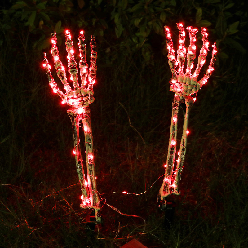 ハロウィーン装飾頭蓋手ハロウィーン花園装飾道具led発光鬼手頭蓋手ランプ|undefined