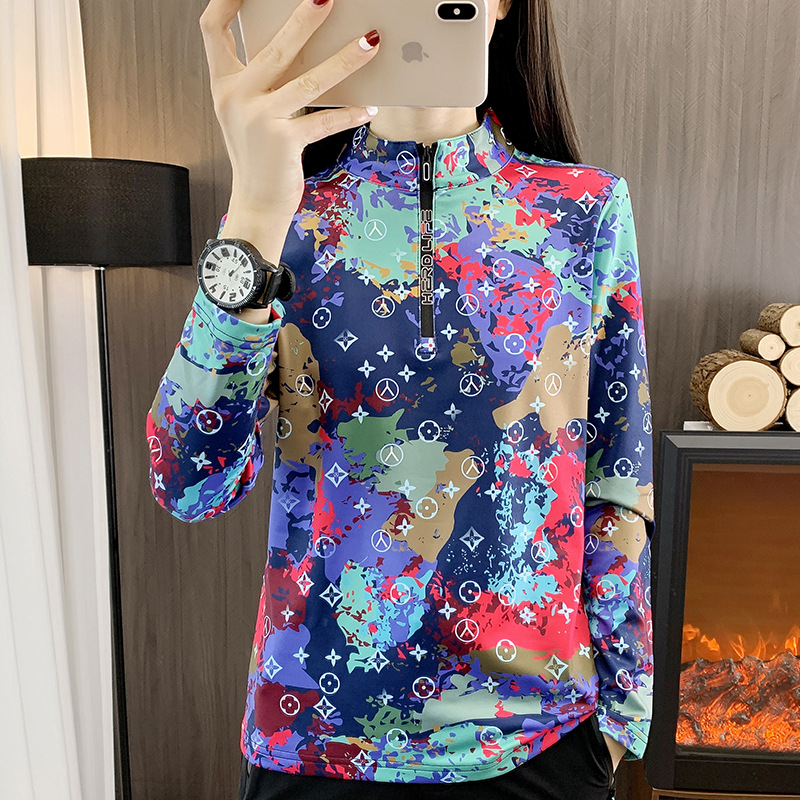 Camouflage printed quick-drying T-shirt for women Spring and Autumn versatile fashionable slim fit casual Korean style fashionable quick-drying clothes long sleeve