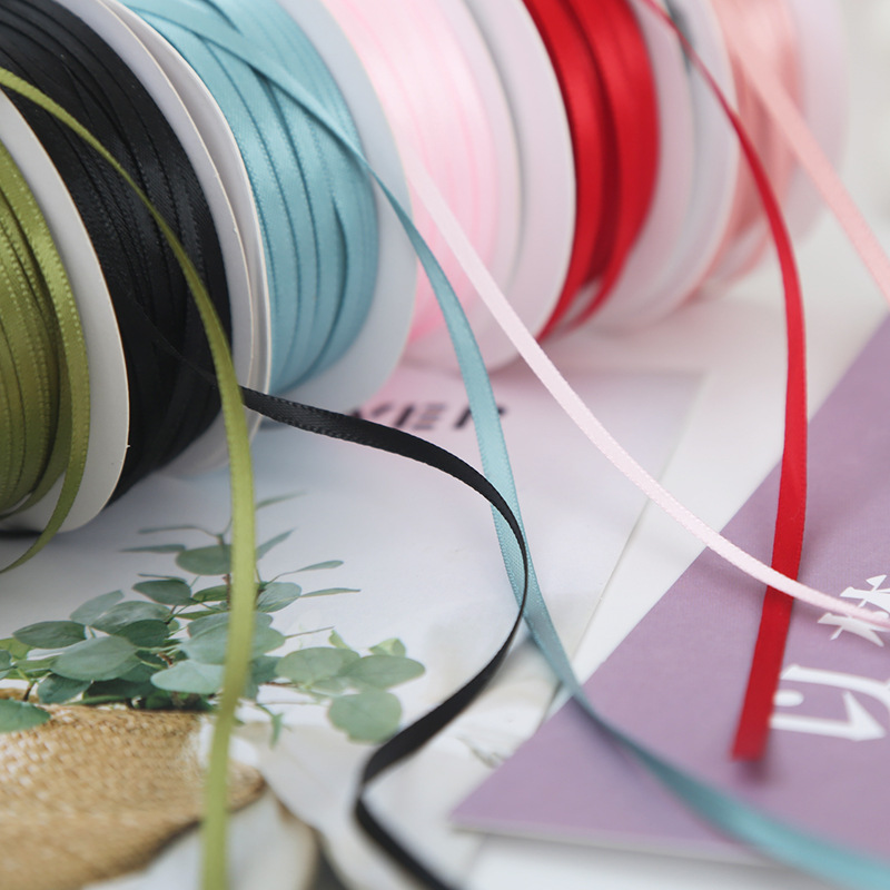 0.3cm Quality Encrypted Double-sided Polyester Ribbon Ribbon Wedding Bow High-end Gift Packaging Silk Ribbon Ribbon