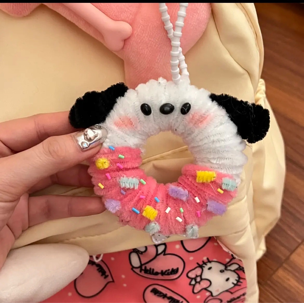 Tiktok same style niche Pacha dog twist stick donut twist stick pendant diy material bag keychain
