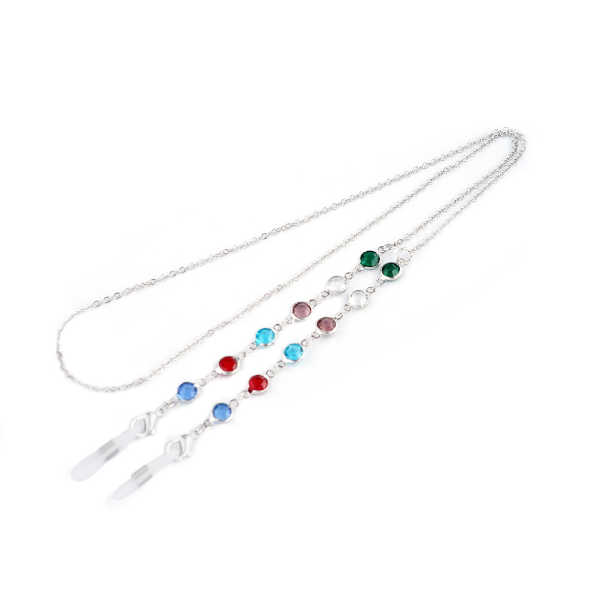Glasses Chain Metal Colorful Rhinestone Glasses Chain Chain Hanging Neck Women's Hanging Chain Color-retaining Electroplated Glasses Hanging Chain