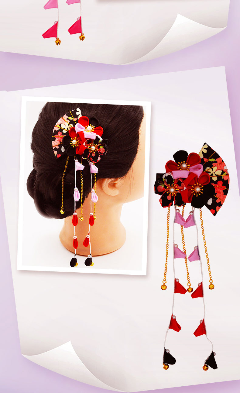 Bijoux anciens faits à la main pince à cheveux japonaise coiffe en tissu classique photographie de mariée bijoux anciens éventail prune_voghion.com