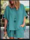 2022 spring and summer new suit fashion temperament loose short sleeve shorts cotton and linen two-piece set