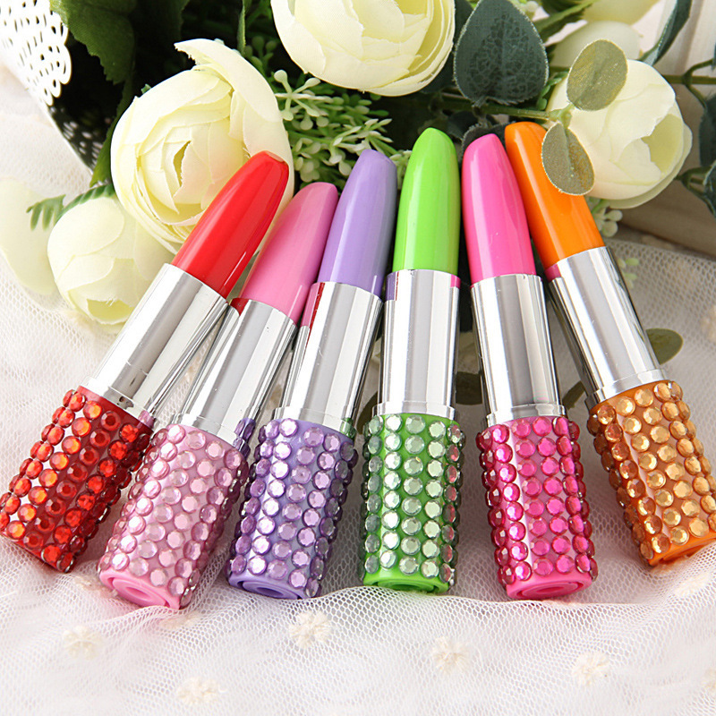 Promotional diamond-encrusted cute lipstick ballpoint pen diamond-encrusted lipstick pen printable pattern