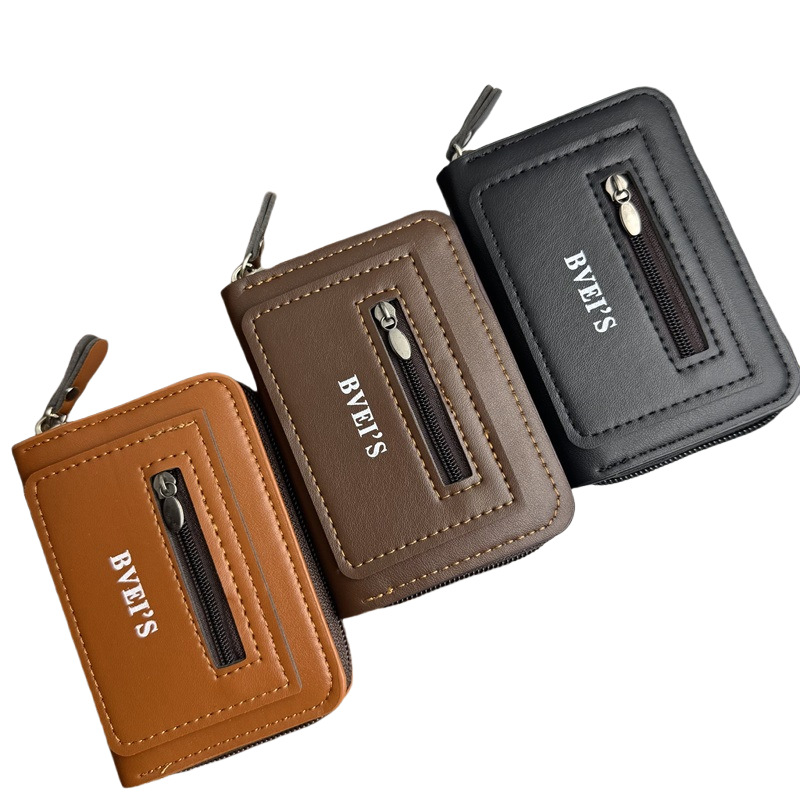 Men's card holder men's wallet organ card holder in stock PU id bag fashion zipper multi-card position coin purse wholesale
