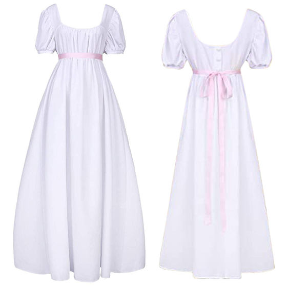 New Bridgeton Cos Retro Regency Dress High Waist Dance Dress Victorian Tea Dress