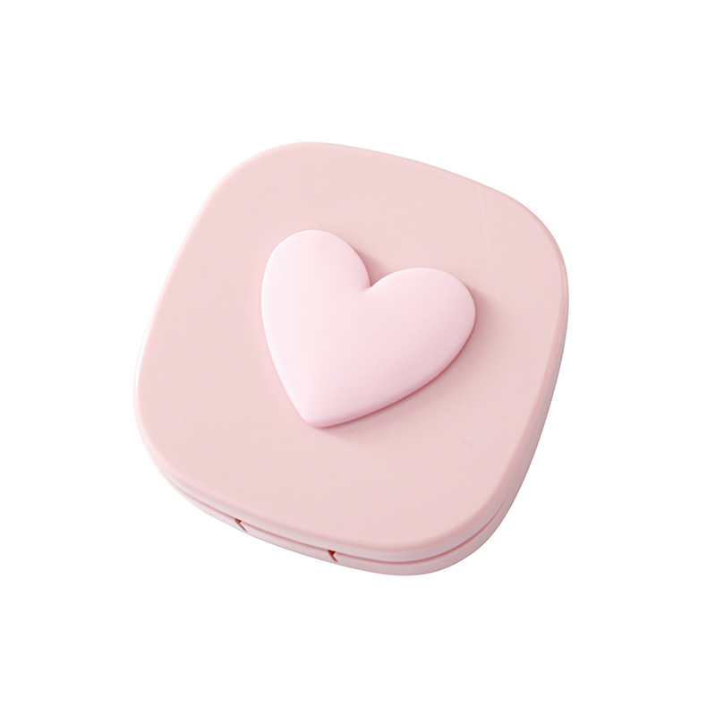 Macaron color square love contact lens box contact lens storage box portable contact lens with mirror couple box