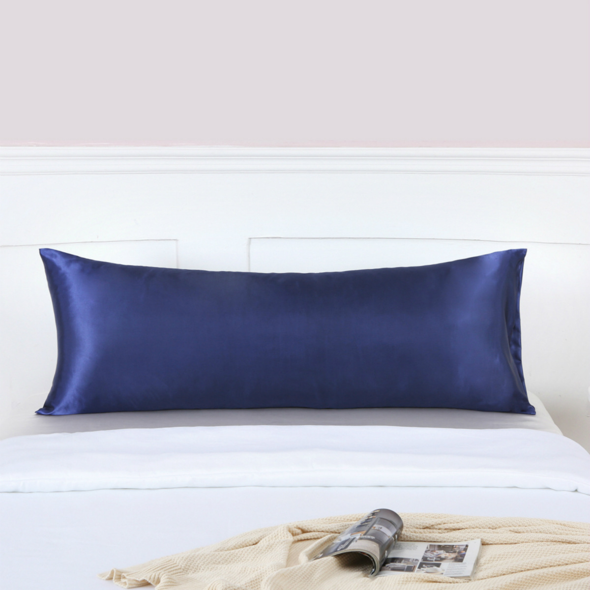 Cross-border simple solid color silk satin pillowcase double pillowcase Body Size single Amazon