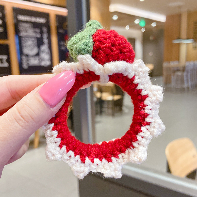 ins Internet Celebrity Cute Cartoon Knitted Hair Rope Hair Ring Bracelet Dual-purpose Head Rope Small Rubber Band Women's Tie Wool Headwear