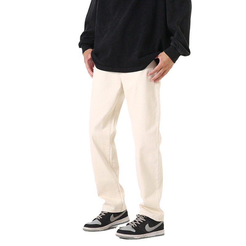 xxbro Men's# creamy-white Summer Trendy Brand Loose Stretch All-match Slim-fit Slimming Jeans Straight Leg Pants Men