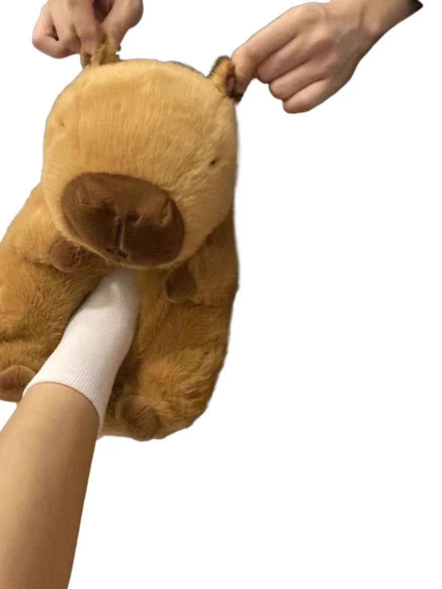 Tiktok hot teddy bear cotton slippers plush slippers kappabala slippers cartoon capybara cotton slippers wholesale
