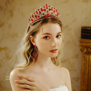 European and American Cross-border Bridal Jewelry Luxury Diamond-encrusted Crown Atmospheric Vintage Hair Accessories Cline Sapphire Bridal Crown