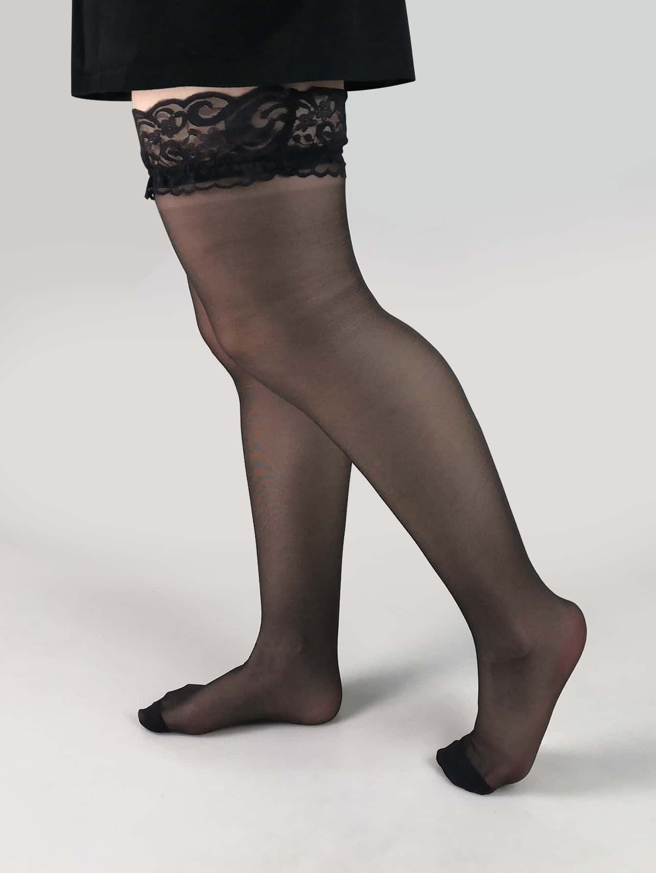 Calze antiscivolo in silicone extra large Calzini sopra il ginocchio in pizzo Chubby m Calze alte ultrasottili Calzini da coscia in seta nera da donna_voghion.com