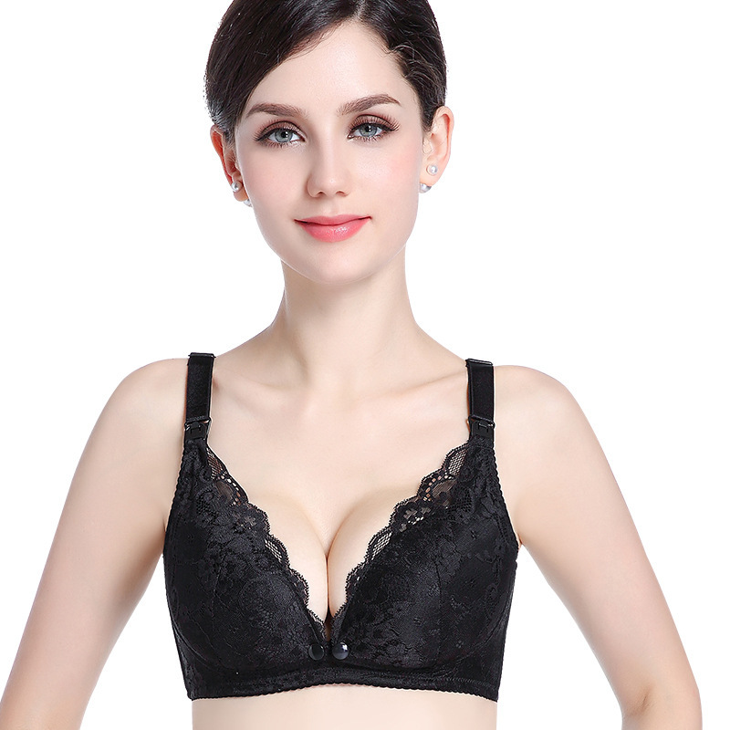 Postpartum Comfortable Breathable Lace Edge Front Opening Buckle Nursing Bra Pregnant Women Nursing Bra Underwear Nursing Modern Pregnant Mom