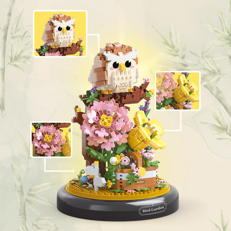 Yugao Creative Garden series panda Owl small particle puzzle assembling building blocks toy model decoration gift