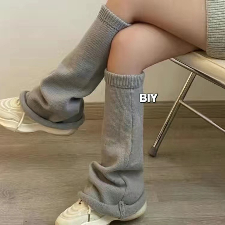 Lolita einfarweg Socken Hierscht a Wanter waarm Kallefsocken JK Meedercher breet Been laang Tubesocken Y2K breet Beensocken_voghion.com
